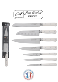 Jean Dubost Pradel kitchen knives, 1920 range with white handles, 100% made in France