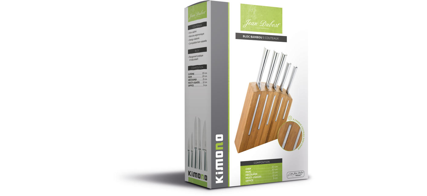 Bloc bambou couteaux de cuisine Jean Dubost gamme Kimono