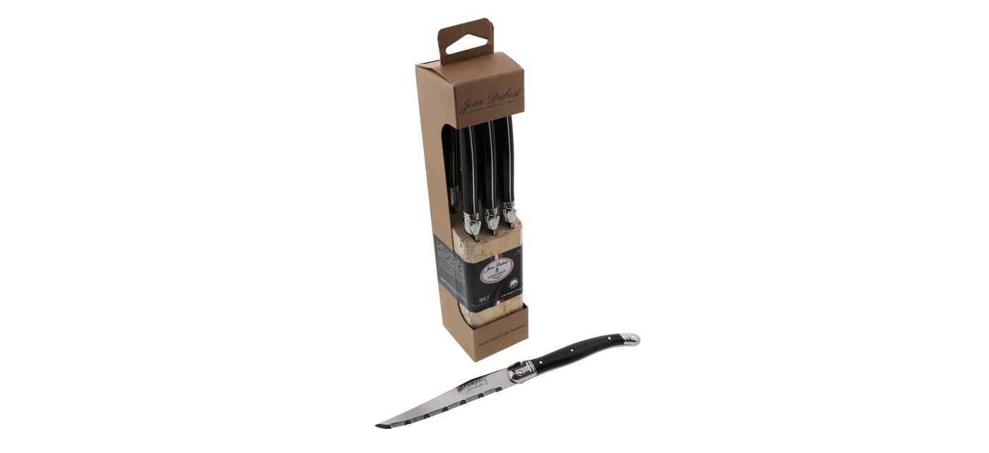 Jean Dubost Set 24 Posate Laguiole London Mix - Bianco E Nero, Acciaio Inox, Con Portaposate In Legno - 6 Persone