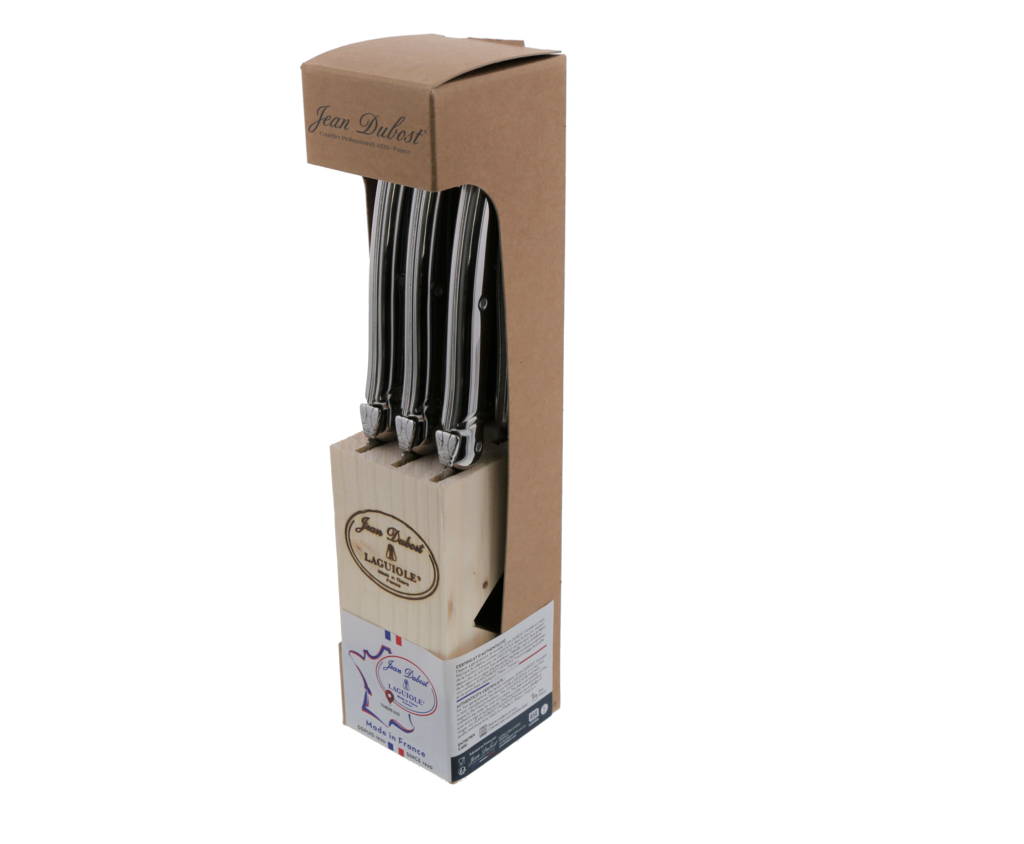 Jean Dubost New Age 6pc Steak Knives in Block Black/Copper