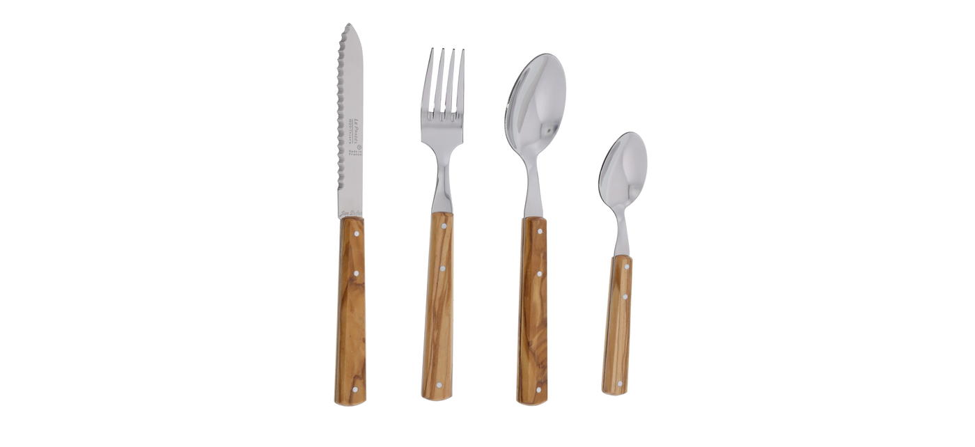 Couverts de table Jean Dubost Le Pradel 1920 manche olivier, made in France