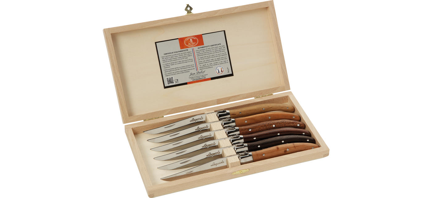 Arbalete Genes David Luxury Fully Forged Steak Knives 6-Piece Set with Full Bone Handles with Ebony Bolsters, 4.25-inches