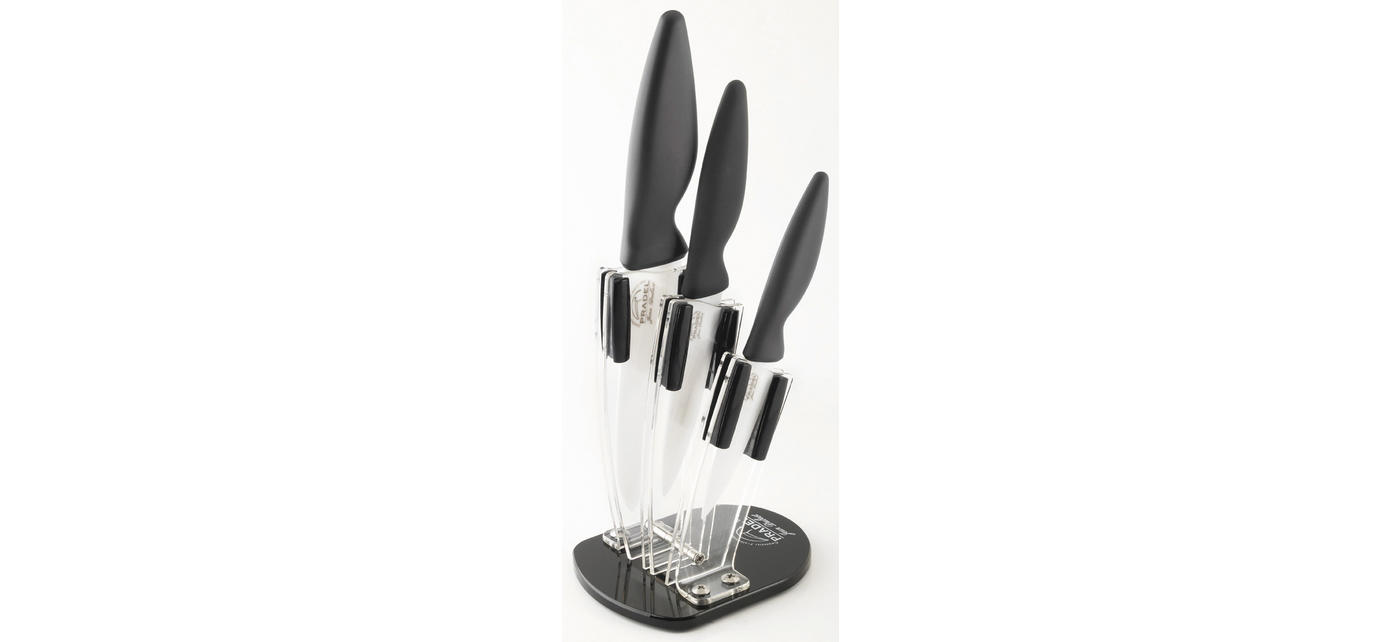 Vos Ceramic Knives with Block Holder - 4-Pc Kitchen Knife Set for