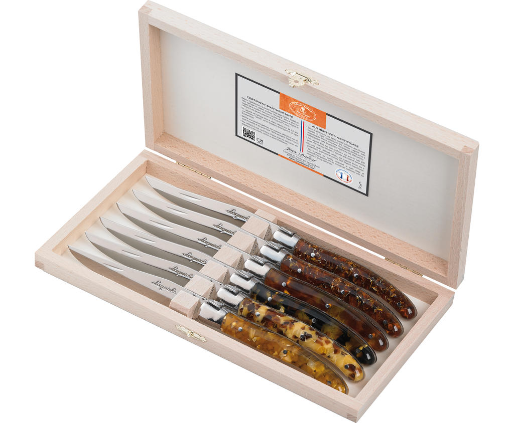 Jean Dubost 4 Kitchen Knives Set Mixed Woods in Gift Box