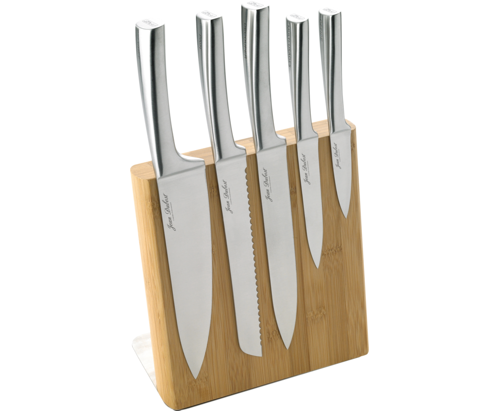 Jean Dubost 4 Piece Kitchen Knife Set on Magnetic Block