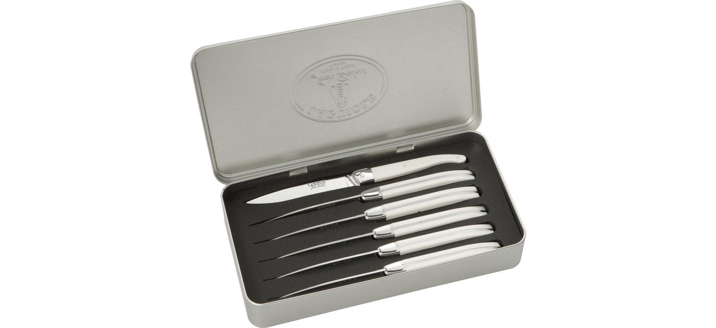 Laguiole 6 couteaux steak 1,2 mm en coffret noir 